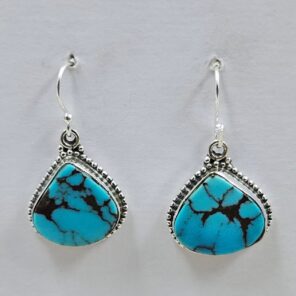 Egyptian Turquoise 1.25" 925 Sterling Silver Earrings (REXT88-86)
