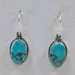 Egyptian Turquoise 1.25" 925 Sterling Silver Earrings (REXT88-88)
