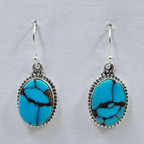 Egyptian Turquoise 1.25" 925 Sterling Silver Earrings (REXT88-89)