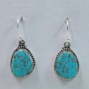Egyptian Turquoise 1" 925 Sterling Silver Earrings (REXT88-90)