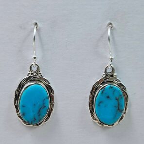 Egyptian Turquoise 1.25" 925 Sterling Silver Earrings (REXT88-92)