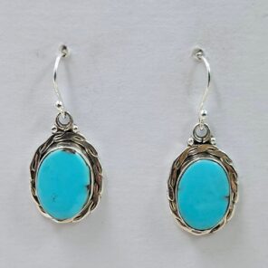 Egyptian Turquoise 1" 925 Sterling Silver Earrings (REXT88-94)