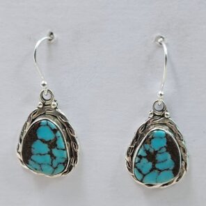 Egyptian Turquoise 1.25" 925 Sterling Silver Earrings (REXT88-95)