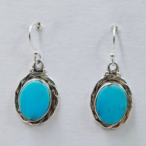 Egyptian Turquoise 1" 925 Sterling Silver Earrings (REXT88-96)