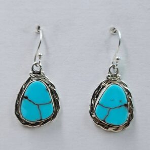 Egyptian Turquoise 1" 925 Sterling Silver Earrings (REXT88-97)