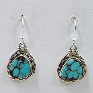 Egyptian Turquoise 1" 925 Sterling Silver Earrings (REXT88-98)