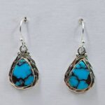 Egyptian Turquoise 1" 925 Sterling Silver Earrings (REXT88-99)