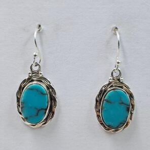 Egyptian Turquoise 1" 925 Sterling Silver Earrings (REXT88-101)