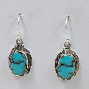Egyptian Turquoise 1" 925 Sterling Silver Earrings (REXT88-102)