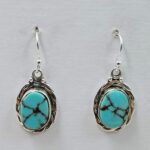 Egyptian Turquoise 1" 925 Sterling Silver Earrings (REXT88-103)