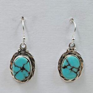 Egyptian Turquoise 1" 925 Sterling Silver Earrings (REXT88-103)