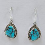 Egyptian Turquoise 1.25" 925 Sterling Silver Earrings (REXT88-104)