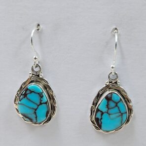 Egyptian Turquoise 1.25" 925 Sterling Silver Earrings (REXT88-104)