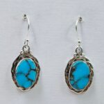 Egyptian Turquoise 1.25" 925 Sterling Silver Earrings (REXT88-105)