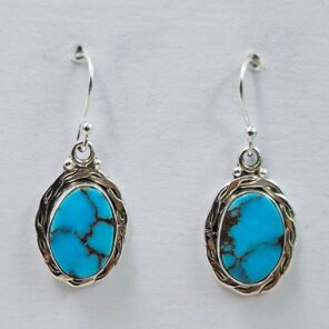 Egyptian Turquoise 1.25" 925 Sterling Silver Earrings (REXT88-105)