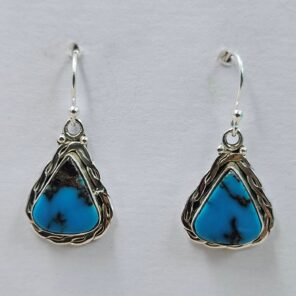 Egyptian Turquoise 1" 925 Sterling Silver Earrings (REXT88-106)