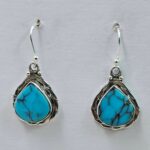 Egyptian Turquoise 1" 925 Sterling Silver Earrings (REXT88-107)