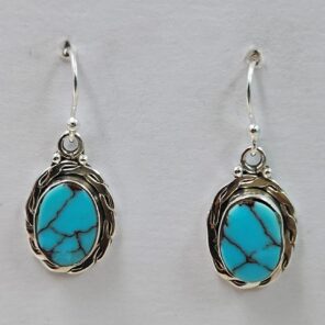 Egyptian Turquoise 1" 925 Sterling Silver Earrings (REXT88-108)