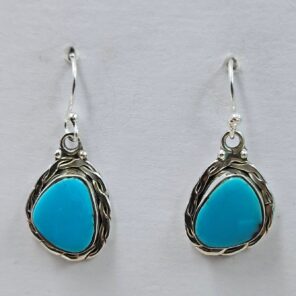 Egyptian Turquoise 1" 925 Sterling Silver Earrings (REXT88-109)