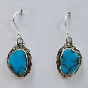 Egyptian Turquoise 1" 925 Sterling Silver Earrings (REXT88-110)