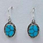 Egyptian Turquoise 1.25" 925 Sterling Silver Earrings (REXT88-111)