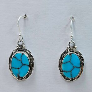 Egyptian Turquoise 1.25" 925 Sterling Silver Earrings (REXT88-111)