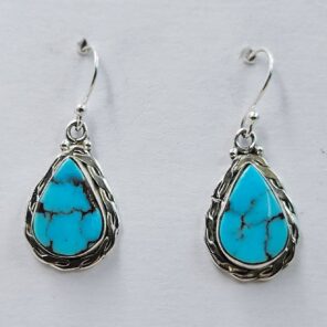 Egyptian Turquoise 1.25" 925 Sterling Silver Earrings (REXT88-112)