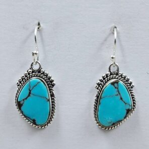 Egyptian Turquoise 1" 925 Sterling Silver Earrings (REXT88-113)