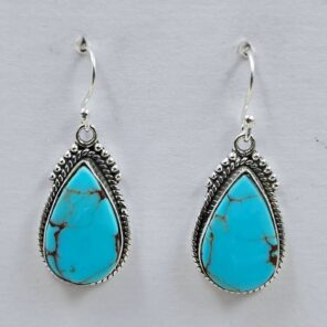 Egyptian Turquoise 1.25" 925 Sterling Silver Earrings (REXT88-114)