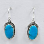 Egyptian Turquoise 1.25" 925 Sterling Silver Earrings (REXT88-115)
