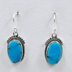 Egyptian Turquoise 1.25" 925 Sterling Silver Earrings (REXT88-115)
