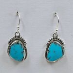 Egyptian Turquoise 1" 925 Sterling Silver Earrings (REXT88-116)