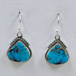 Egyptian Turquoise 1" 925 Sterling Silver Earrings (REXT88-117)