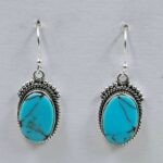 Egyptian Turquoise 1.25" 925 Sterling Silver Earrings (REXT88-118)