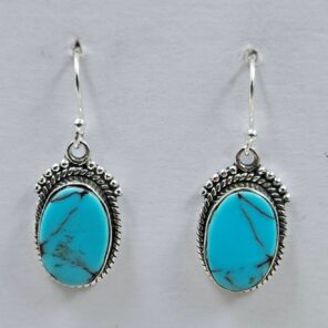 Egyptian Turquoise 1.25" 925 Sterling Silver Earrings (REXT88-118)