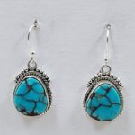 Egyptian Turquoise 1" 925 Sterling Silver Earrings (REXT88-119)