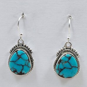 Egyptian Turquoise 1" 925 Sterling Silver Earrings (REXT88-119)