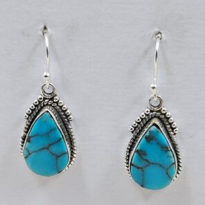 Egyptian Turquoise 1.25" 925 Sterling Silver Earrings (REXT88-121)