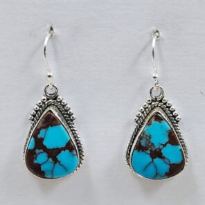 Egyptian Turquoise 1.25" 925 Sterling Silver Earrings (REXT88-122)