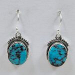 Egyptian Turquoise 1" 925 Sterling Silver Earrings (REXT88-123)
