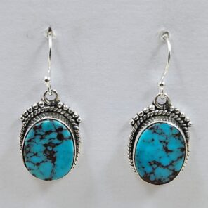 Egyptian Turquoise 1" 925 Sterling Silver Earrings (REXT88-123)