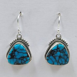 Egyptian Turquoise 1.25" 925 Sterling Silver Earrings (REXT88-124)