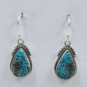 Egyptian Turquoise 1.25" 925 Sterling Silver Earrings (REXT88-125)