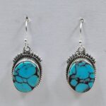 Egyptian Turquoise 1" 925 Sterling Silver Earrings (REXT88-126)