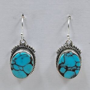 Egyptian Turquoise 1" 925 Sterling Silver Earrings (REXT88-126)