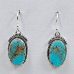Egyptian Turquoise 1.25" 925 Sterling Silver Earrings (REXT88-128)