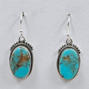 Egyptian Turquoise 1.25" 925 Sterling Silver Earrings (REXT88-128)