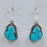 Egyptian Turquoise 1.25" 925 Sterling Silver Earrings (REXT88-129)