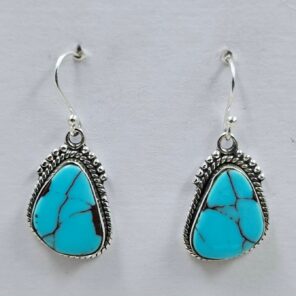 Egyptian Turquoise 1.25" 925 Sterling Silver Earrings (REXT88-129)