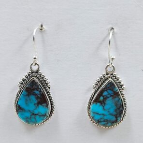Egyptian Turquoise 1.25" 925 Sterling Silver Earrings (REXT88-130)